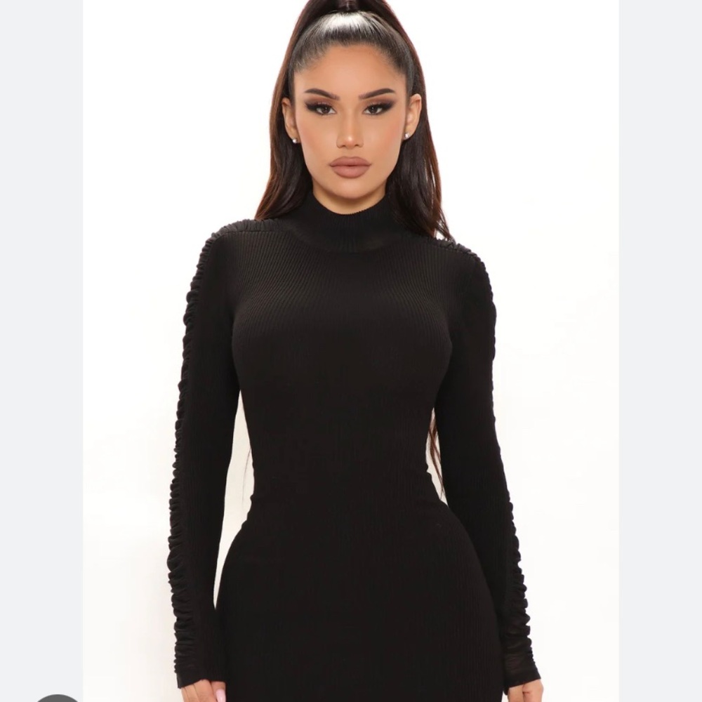 Fashion Nova Body Con Turtle Neck Long Sleeve Mini Dress